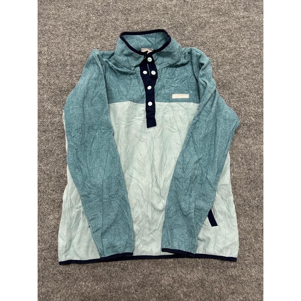 Columbia Fleece Pullover Womens Size XL Blue Colorblock Snap Neck Outdoor Top